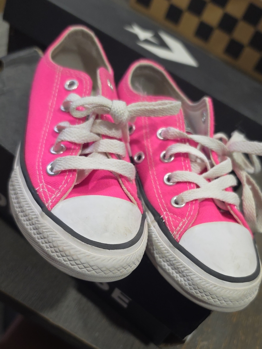 Converse Kids Hot Pink Low Top Canvas Sneakers